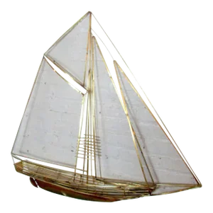 Brass Sailboat Wall Art in the Style of C. Jere