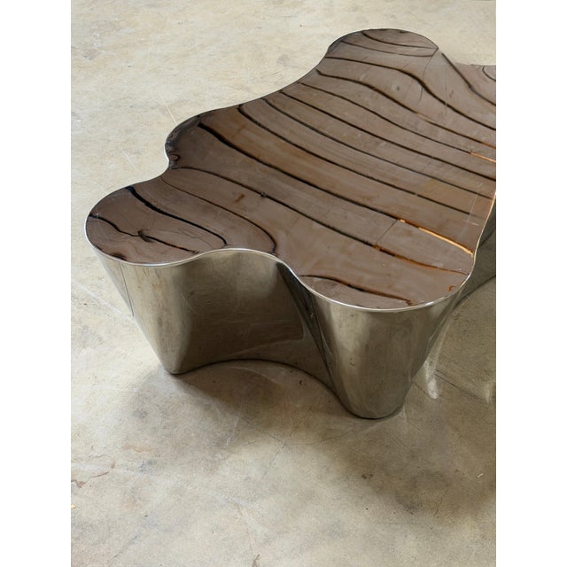Metal Three-Piece Biomorphic Polished Stainless Steel Coffee Table, Early 2000s For Sale - Image 7 of 18