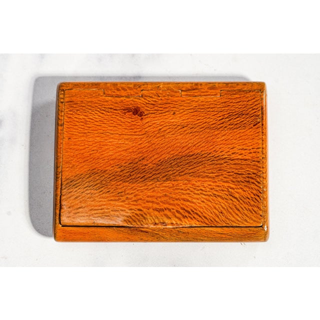 Traditional Wonderful Small Antique Wood Snuff Box Handcrafted Hinge Gentleman’s Pocket Box Tobacciana For Sale - Image 3 of 10