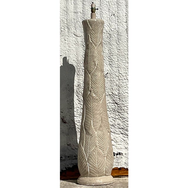 Mid 20th Century Vintage Coastal Plaster Palm Fronds Floor Lamp For Sale - Image 5 of 5