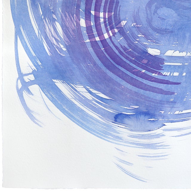 Contemporary Blue Swirl 2 - Original Blue Abstract Ink Painting on French Linen Paper by Bettina Mauel For Sale - Image 3 of 6