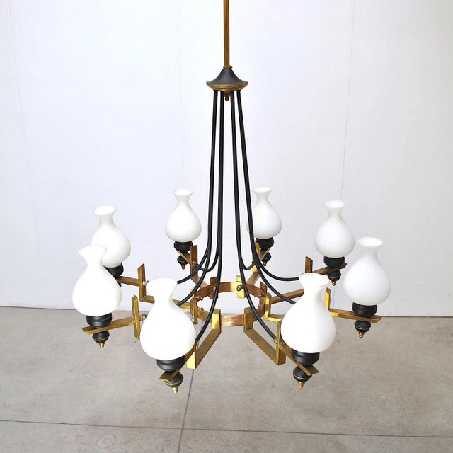 Mid-Century Italian Chandelier from Stilnovo, 1950s, in Good conditions. Designed 1950 to 1959 This piece is designed in...