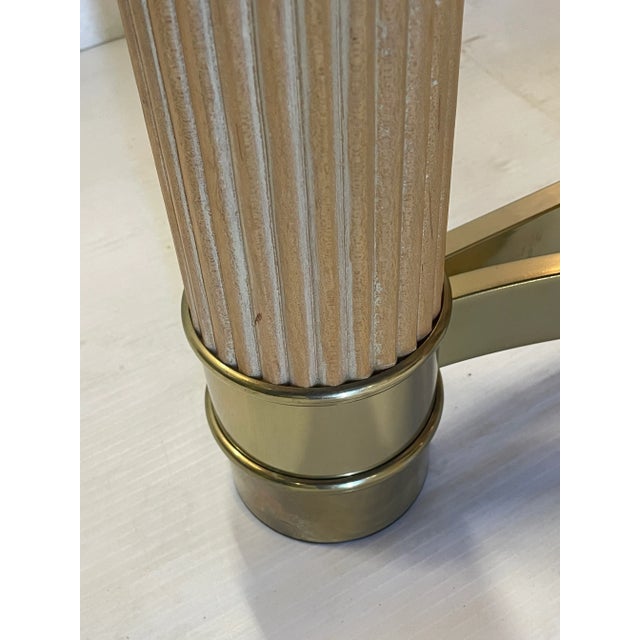 Tommaso Barbi 1980's Designer Brass and Wood Elephant Trunk Style Console Table Base For Sale - Image 4 of 7