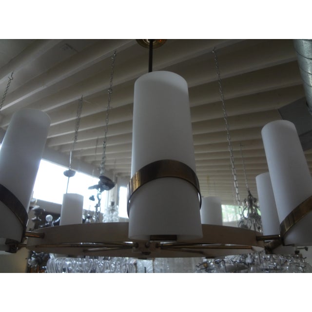 Gaetano Sciolari 1960s Italian Modern Brass and Glass Chandelier For Sale - Image 4 of 12