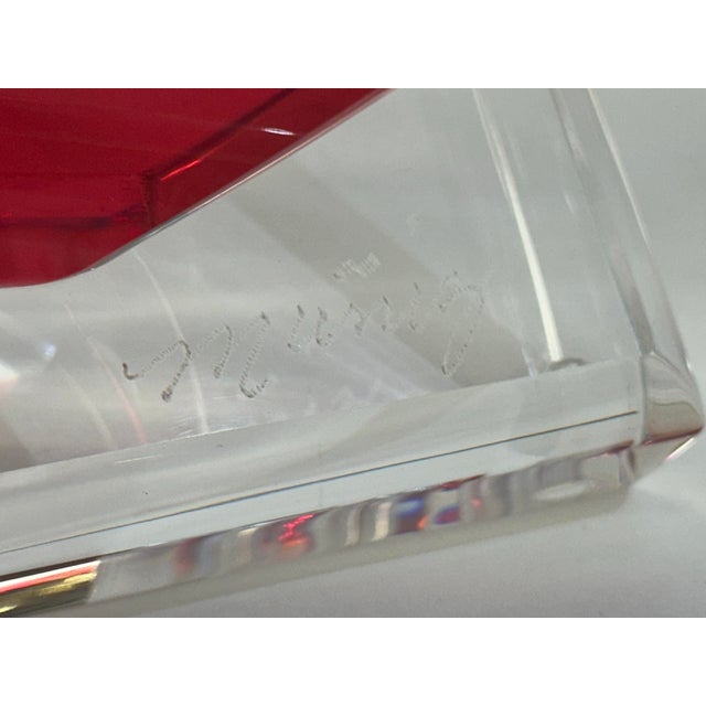 Ruby Red Signed David Muniz Acrylic / Lucite Sculpture Art Piece in Transparent and Ruby Red For Sale - Image 8 of 10