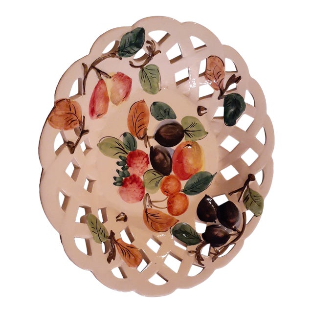 1970s Hand Painted Reticular Bowl Made in Italy For Sale