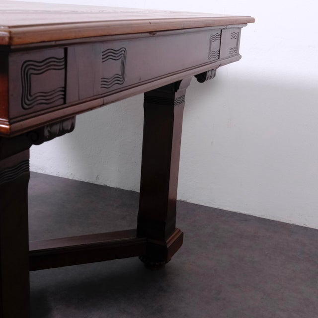 Brown Antique Art Nouveau Table in Wood, Early 1900s For Sale - Image 8 of 18