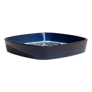 1960s Denmark Blue Ceramic Decorative Bowl For Sale
