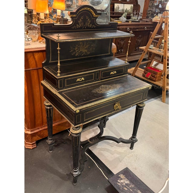 Wood Napoleon III Desk in Blackened Wood For Sale - Image 7 of 7