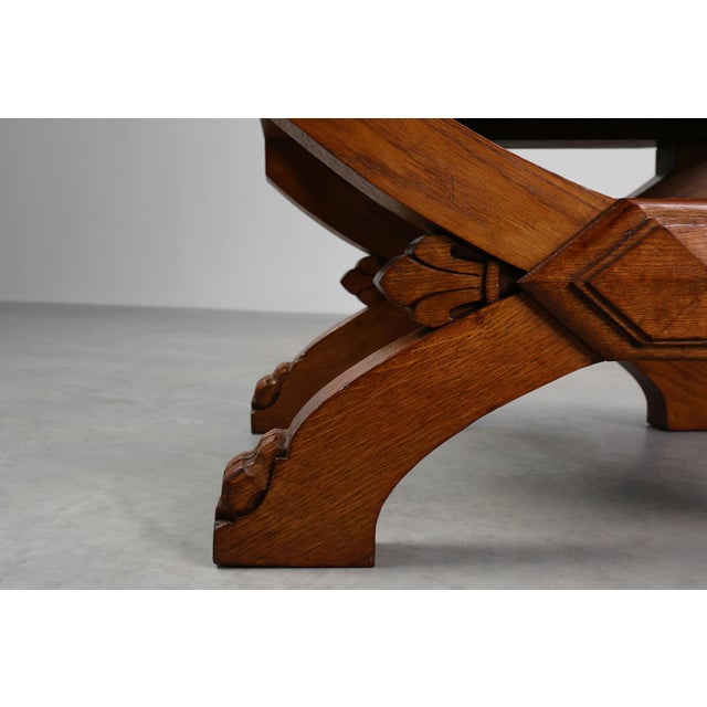 19th Century Gothic Revival Flemish Oak Footstool, Belgium For Sale - Image 6 of 15
