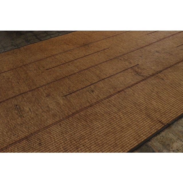 Tribal Vintage Tuareg Mat, Beige With Vertical Geometric Stripes - Rug & Kilim For Sale - Image 3 of 7