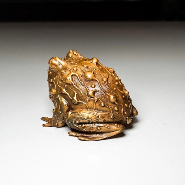 Original bronze frog sculpture by renowned artist Karen Caviano • Depicts a detailed horned frog (also known as a Pacman...