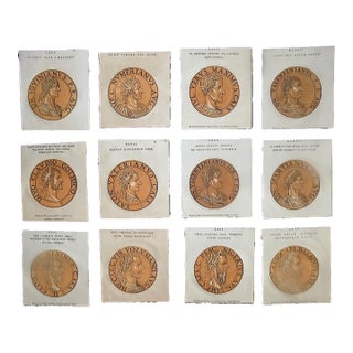 Authentic Antique Early 18th C. Hubert Goltzius Chiaroscuro Color Woodcut Portraits of Roman Emperors -- Set of 12 For Sale