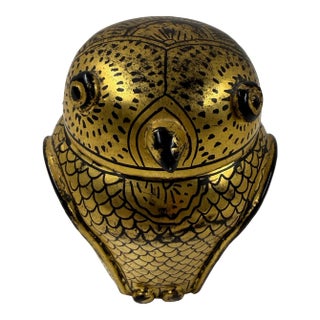Mid 20th Century Burmese Lacquerware Owl Trinket Box. For Sale