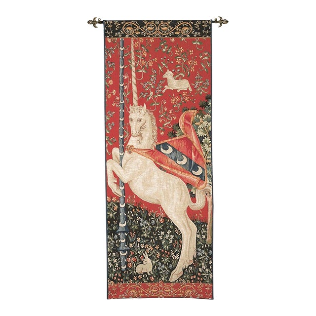 Unicorn Portiere Loom Woven Tapestry - 120x48cm (3'11"x1'7") - Requires Rod Size 1 For Sale