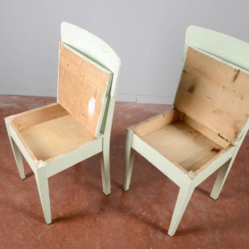 White Green Kitchen Storage Chairs, 1930s, Set of 2 For Sale - Image 8 of 9