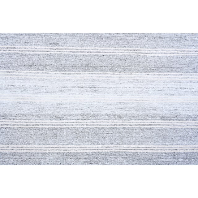 Vintage Turkish Oushak Handmade Wool Cotton White Kilim Area Rug For Sale - Image 6 of 11