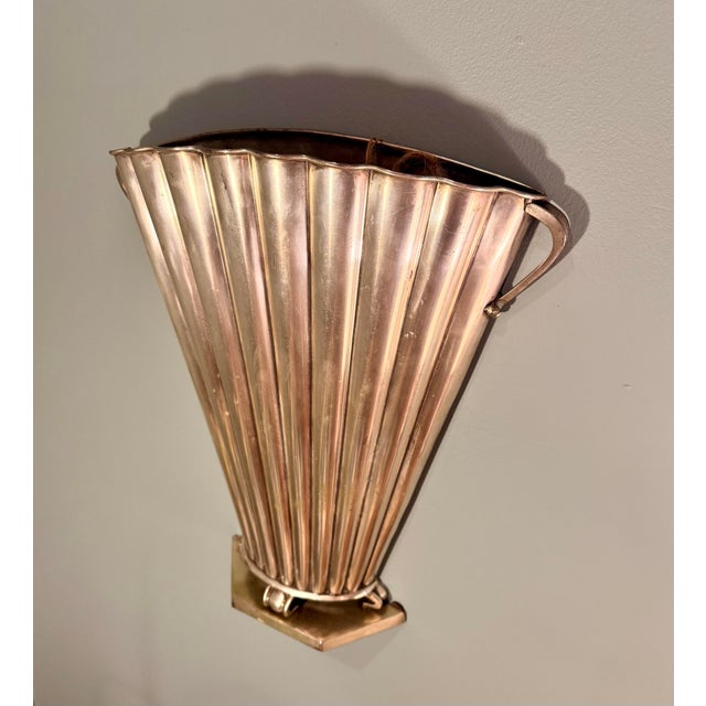 Vintage Art Deco Style Large Silver Metal Scalloped Wall Pockets (Or Standing Vases) || (A Pair) For Sale - Image 10 of 10