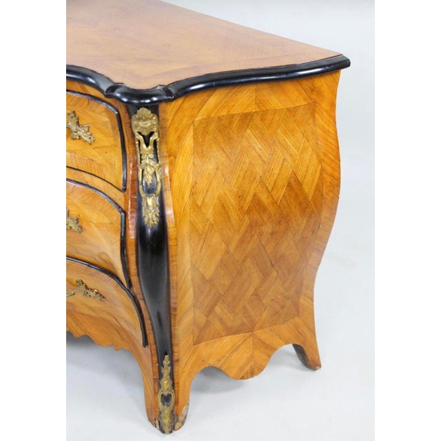 Rococo Late 19th Century Swedish French Rococo Parquetry Gilt Bronze Mounted Commode or Bombay Chest For Sale - Image 3 of 15