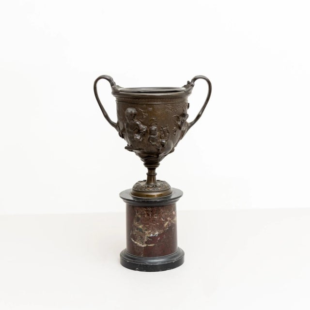 Brown Antique Italian Pompeian Style Tazzas in Bronze, Set of 2 For Sale - Image 8 of 11