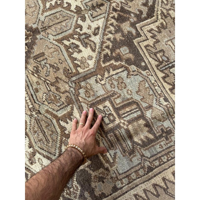 Vintage Heriz Abrash and Earthy Cool Palette Taupe Rug 9.4 x 12.5 For Sale - Image 12 of 14