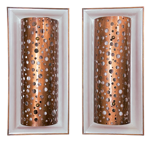 Large Copper and Grey Metal Wall Lights, 1950s, Set of 2