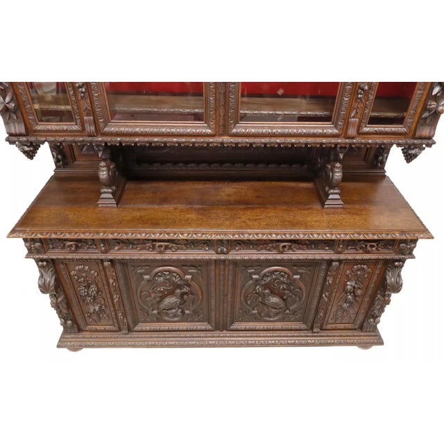 Brown 20th C. Antique French Henri II Style, Carved, Oak, Beveled Glass, Hunt Sideboard!! For Sale - Image 8 of 8