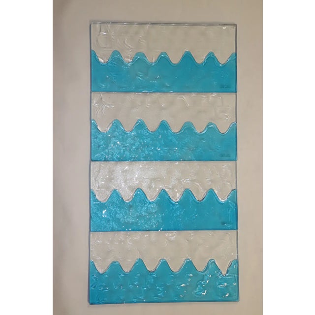 "Laguna" Murano Hand Cast Set of 4 Panels by ITRE. Dimensions: Length 23 3/4" - Depth 1/2" - Height 10 3/4" Weight: 11 LB...