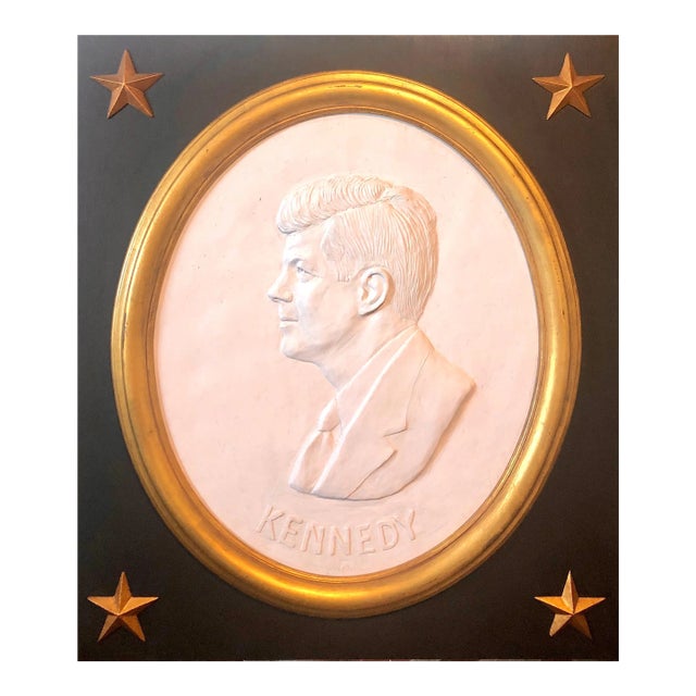 Mid 20th Century David Adickes David Pryor Adickes John F Kennedy Bas Relief Painted Sculpture For Sale