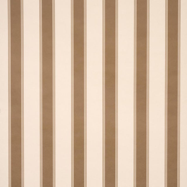 Traditional Sample - Schumacher Rafe Stripe Wallcovering In Chocolate For Sale - Image 3 of 6