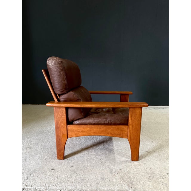 Mid-Century Modern Leather and Teak Lounge Chairs, 1960s, Set of 2 For Sale - Image 9 of 18