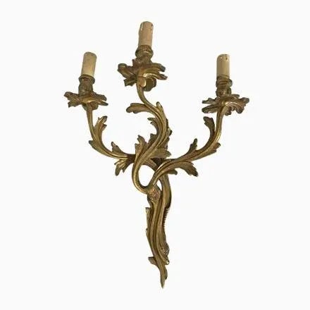 Gold Vintage Italian Bronze Wall Sconces, Set of 2 For Sale - Image 8 of 8