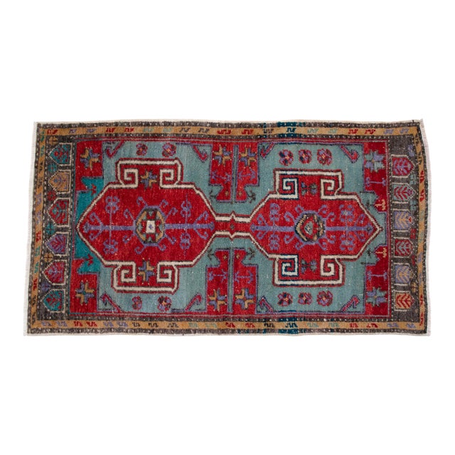 Vintage Hand Knotted Small Rug DoorMat Entryway Kitchen Decor For Sale