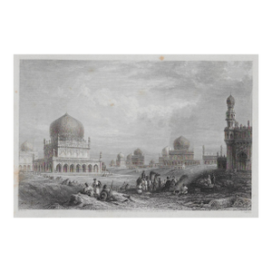 1840s Indian Qutb Shahi Tombs of the Kings of Golconda Engraving