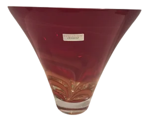 Modern Waterford Evolution Red & Amber Round Bowl