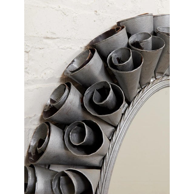Metal Mid 20th Century Sunburst Silver Metal Oval Mirror For Sale - Image 7 of 7