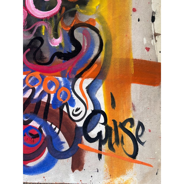 Vintage Surrealist Figurative Mixed Media Painting Signed Hendrik Grise Original For Sale In Denver - Image 6 of 7