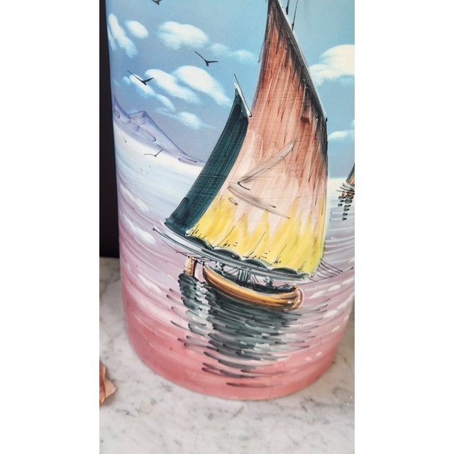 Vintage Hand-Painted Ceramic Umbrella Stand / Floor Vase For Sale - Image 10 of 18