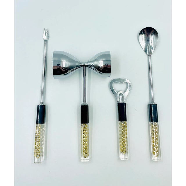 Swank Inc. Mid 20th Century Swank Gold Chain-Handle Bar Tool Set- 4 Pieces For Sale - Image 4 of 12