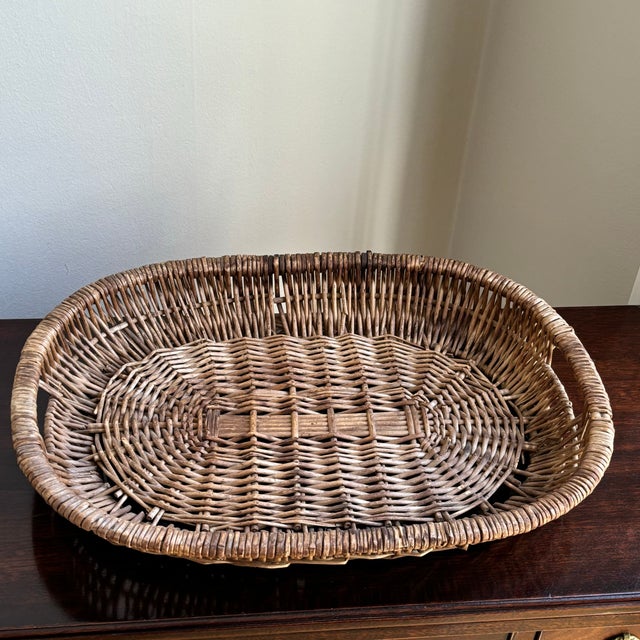Tan Rustic European Wicker Tray For Sale - Image 8 of 11