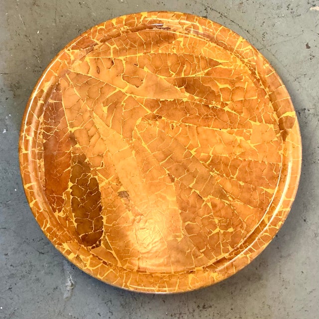 Vintage Boho Lacquered Tabacco Leaf Lazy Susan For Sale - Image 9 of 12