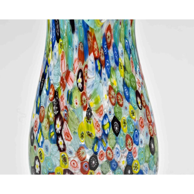 1950s Murano Millefiori Glass Vase With Dual-Point Crown Rim For Sale - Image 5 of 11