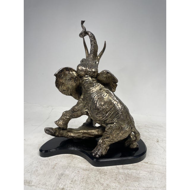 Black Silver-Plated Elephant Sculpture, 1970s For Sale - Image 8 of 16