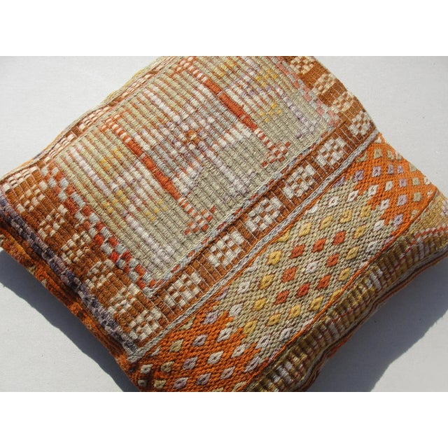 Orange Kilim Rug Pillow For Sale - Image 8 of 11