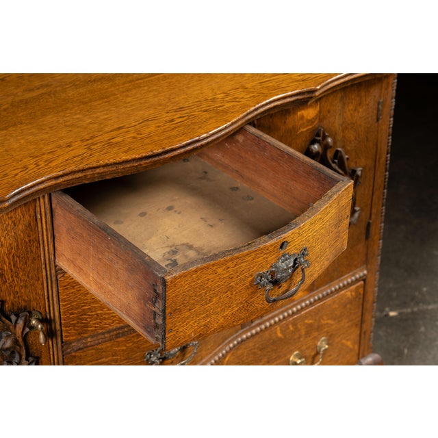 Early 20th Century Carved Oak Bow Front Sideboard For Sale - Image 10 of 12
