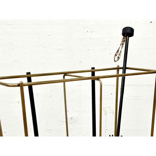 Mid-Century Umbrella Stand in Brass and Black Metal, 1960s For Sale - Image 9 of 17