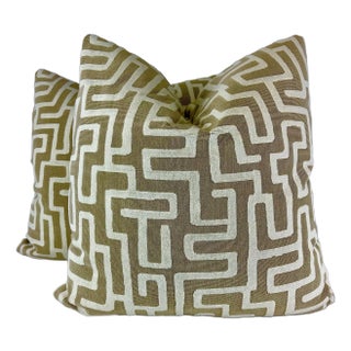 Thibaut "Terrace Lane" in Beige 22" Pillows-A Pair For Sale