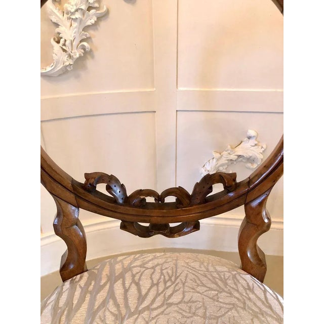 Antique English Victorian Walnut Dining Chairs, Set of 6 For Sale - Image 5 of 11