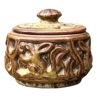 Vintage Original Studio Pottery Lidded Bowl For Sale