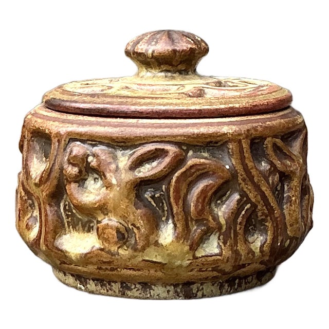 Vintage Original Studio Pottery Lidded Bowl For Sale